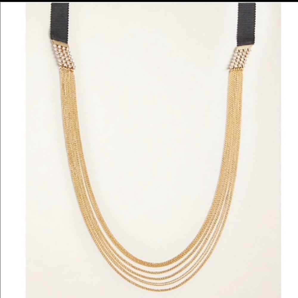 Ann Taylor Pave Multistrand Ribbon Necklace
